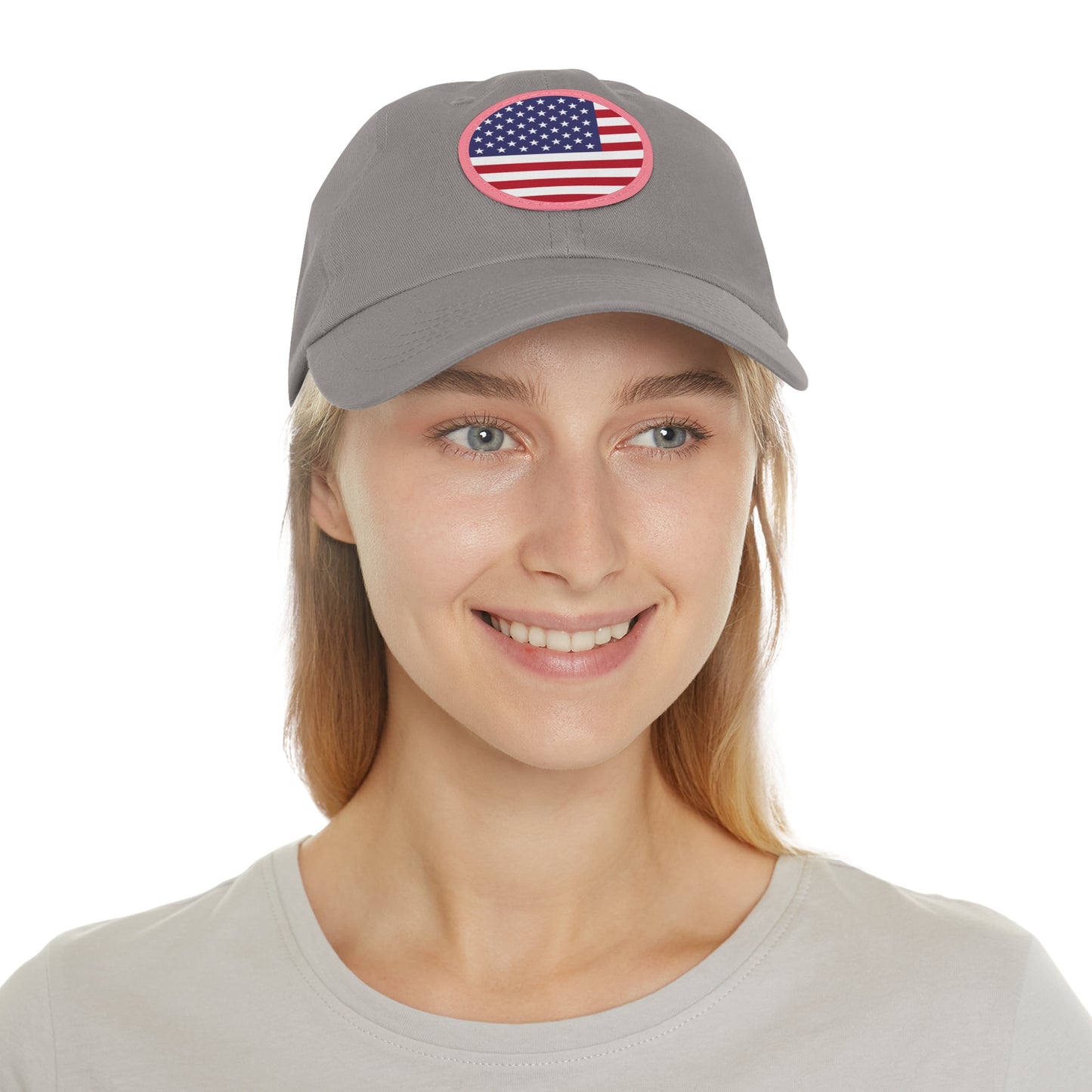 Hat / Cap with Leather Patch (Round) USA flag