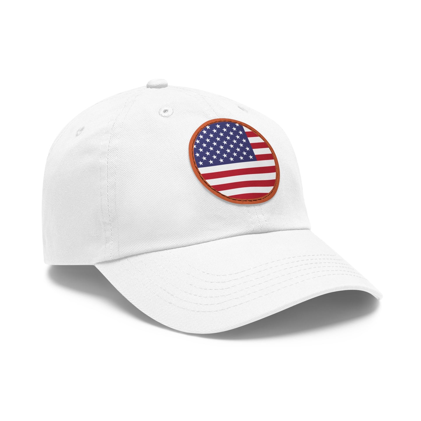 Hat / Cap with Leather Patch (Round) USA flag