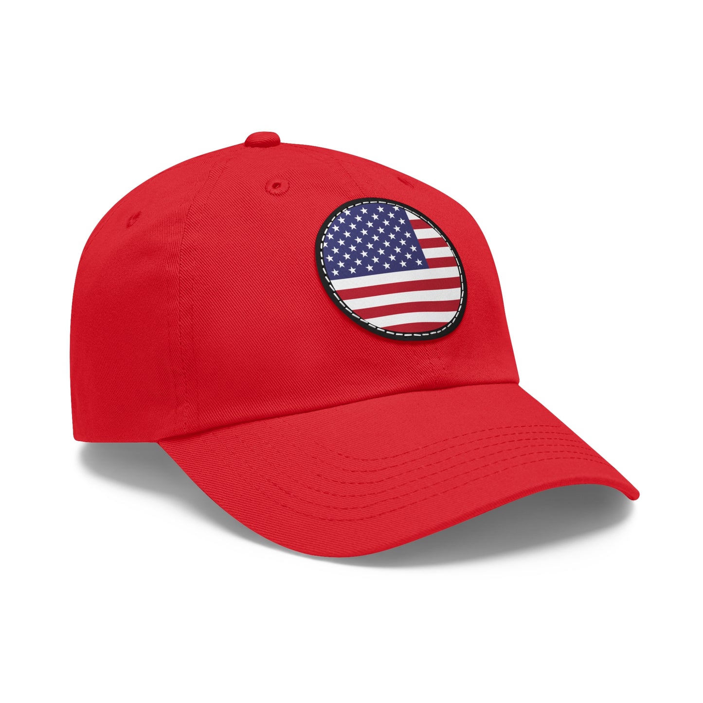 Hat / Cap with Leather Patch (Round) USA flag