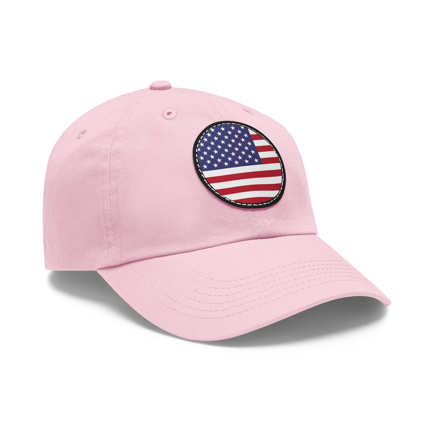 Hat / Cap with Leather Patch (Round) USA flag