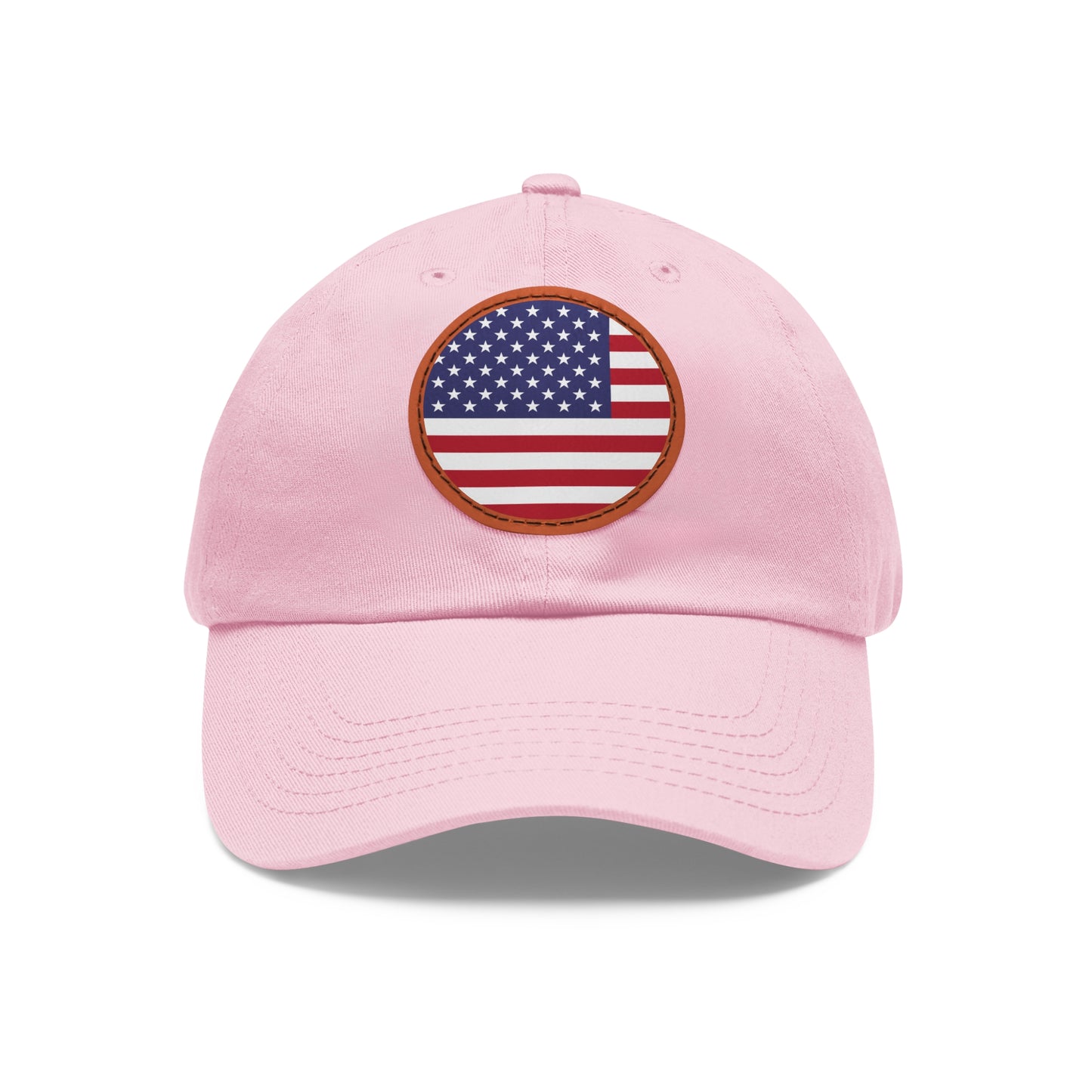 Hat / Cap with Leather Patch (Round) USA flag