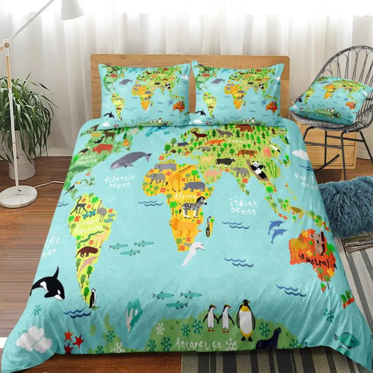 Cartoon Map Duvet Cover Sets