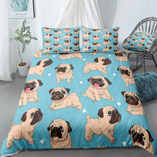 Cartoon Pugs Bedding Sets