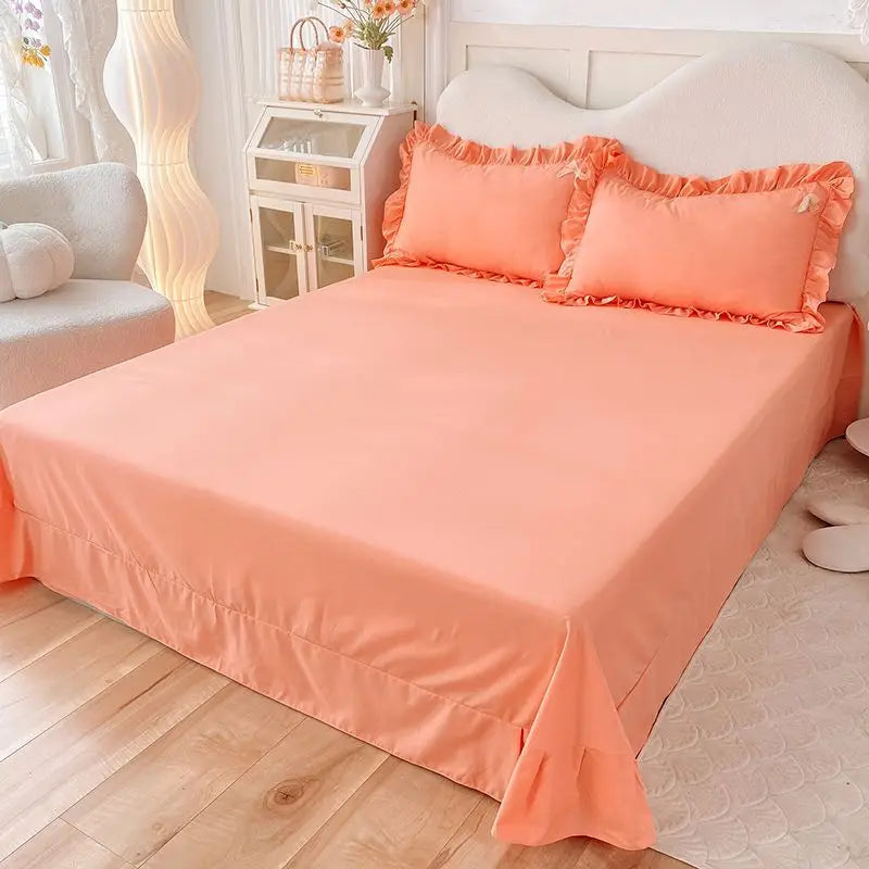 Korean version bed skirt four piece set, princess style bedding set, autumn and winter thickened matte four piece set